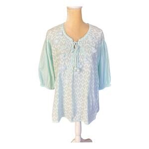 Antica Sartoria by Giacomo Cinque Mint Green Tunic Top Tassel Bead Size Medium